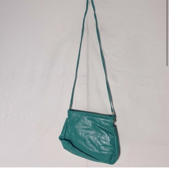 Vintage Green Leather Cross Body Bag Purse - Picture 2 of 11